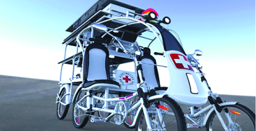 รถ เอ็ม.ยู หน่วยแพทย์เคลื่อนที่เพื่อชุมชนกับเปลผู้ป่วยยืดสูง Stretcher X